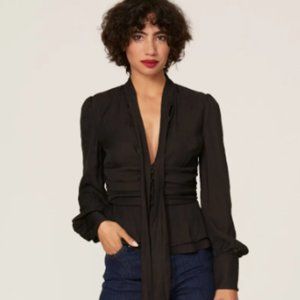 Bardot Black Satin Tie Top